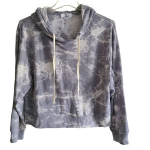 FOR‎ GOOD Gray White Tie Dye Lightweight Hoodie Sweatshirt FT5097 Women's Large